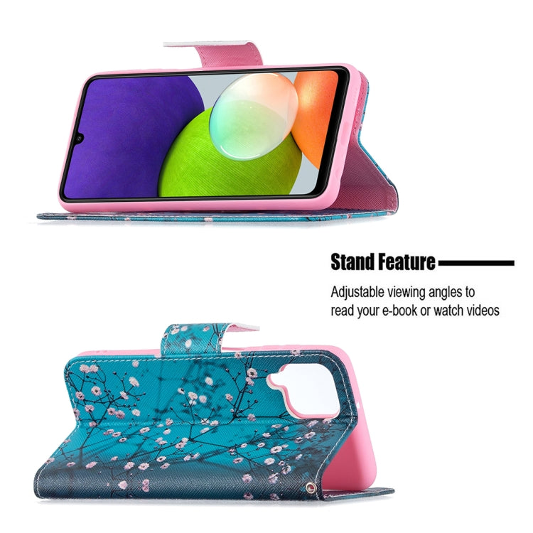 For Samsung Galaxy A22 4G Colored Drawing Pattern Horizontal Flip Leather Phone Case with Holder & Card Slots & Wallet