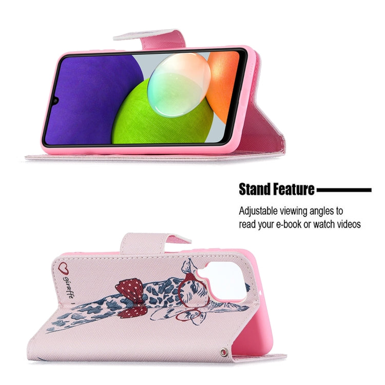 For Samsung Galaxy A22 4G Colored Drawing Pattern Horizontal Flip Leather Phone Case with Holder & Card Slots & Wallet