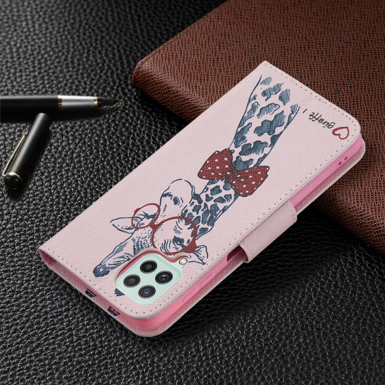 For Samsung Galaxy A22 4G Colored Drawing Pattern Horizontal Flip Leather Phone Case with Holder & Card Slots & Wallet