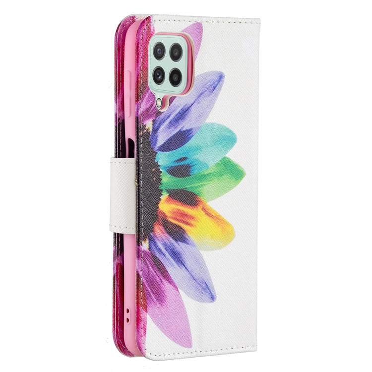 For Samsung Galaxy A22 4G Colored Drawing Pattern Horizontal Flip Leather Phone Case with Holder & Card Slots & Wallet