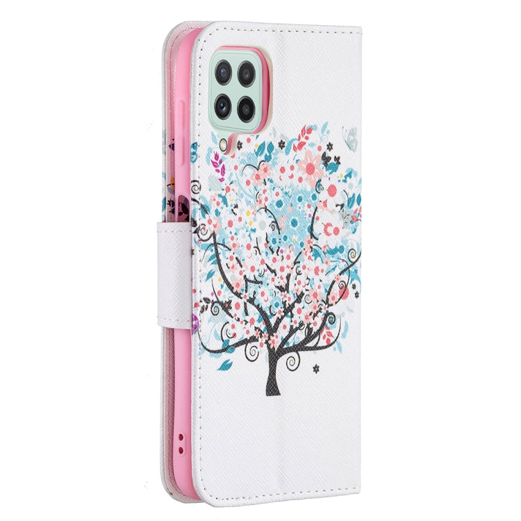For Samsung Galaxy A22 4G Colored Drawing Pattern Horizontal Flip Leather Phone Case with Holder & Card Slots & Wallet