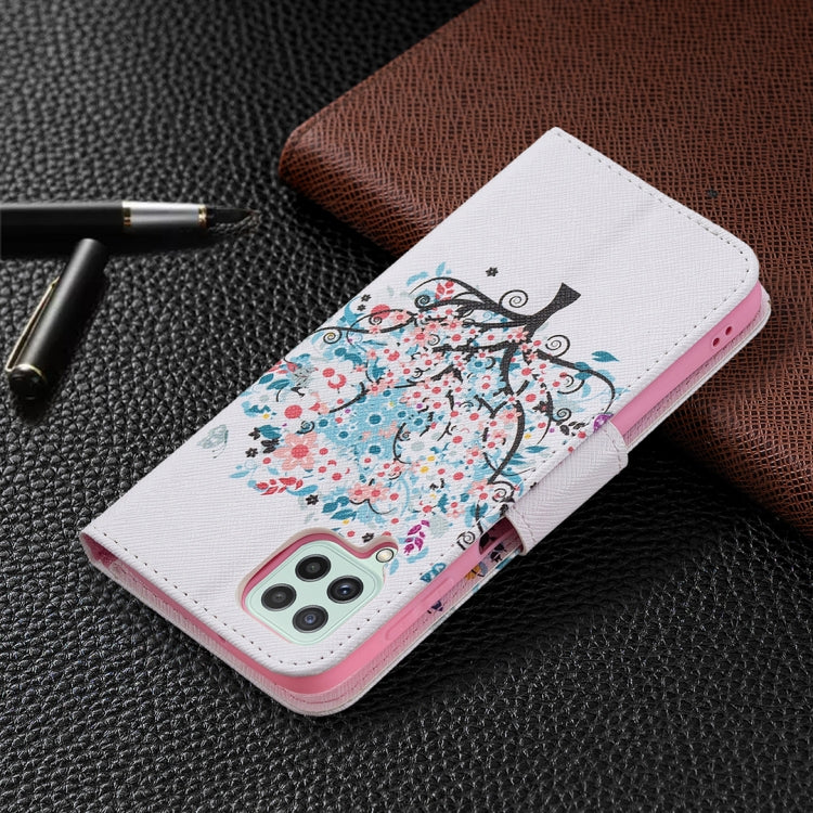 For Samsung Galaxy A22 4G Colored Drawing Pattern Horizontal Flip Leather Phone Case with Holder & Card Slots & Wallet