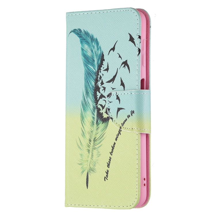 For Samsung Galaxy A22 4G Colored Drawing Pattern Horizontal Flip Leather Phone Case with Holder & Card Slots & Wallet