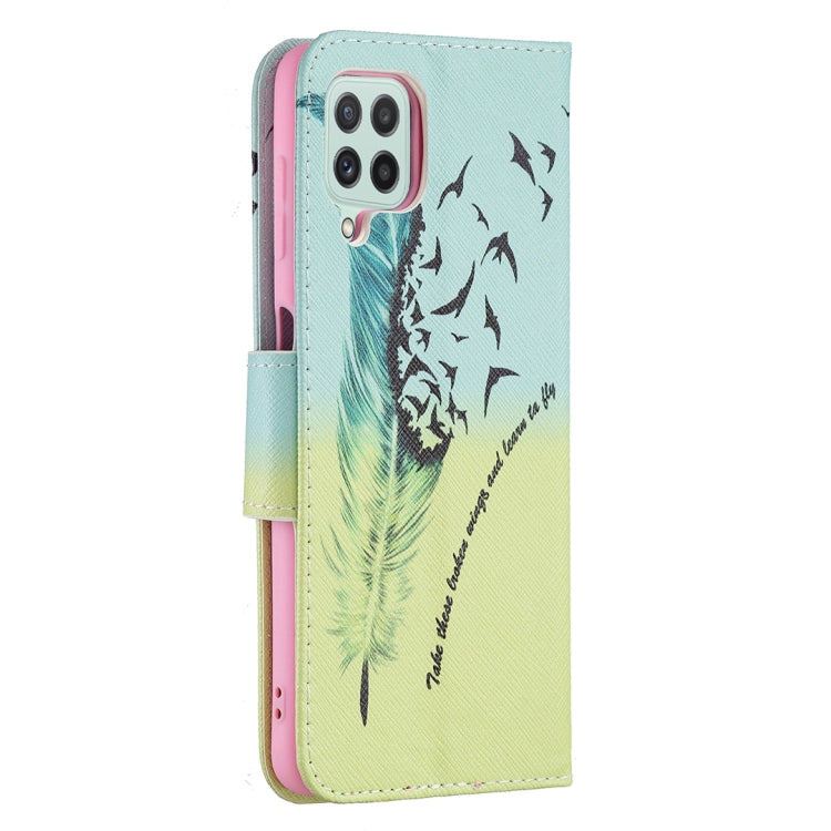 For Samsung Galaxy A22 4G Colored Drawing Pattern Horizontal Flip Leather Phone Case with Holder & Card Slots & Wallet