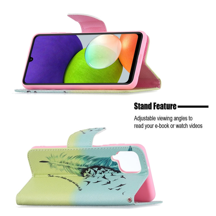 For Samsung Galaxy A22 4G Colored Drawing Pattern Horizontal Flip Leather Phone Case with Holder & Card Slots & Wallet