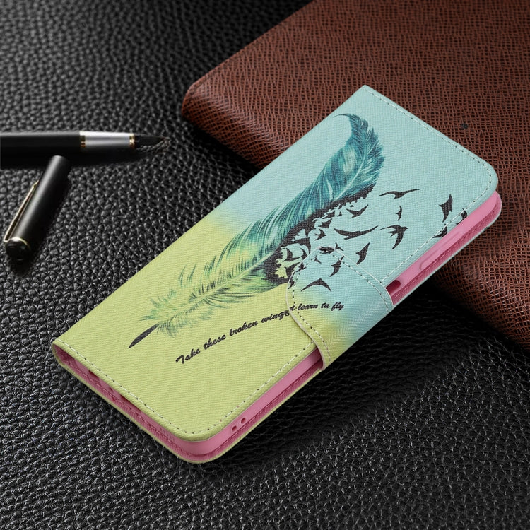 For Samsung Galaxy A22 4G Colored Drawing Pattern Horizontal Flip Leather Phone Case with Holder & Card Slots & Wallet