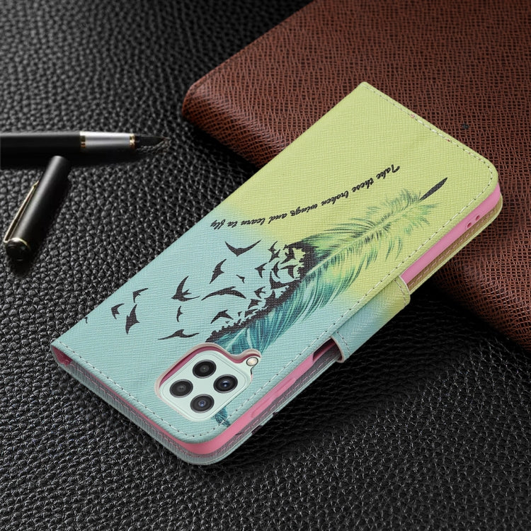 For Samsung Galaxy A22 4G Colored Drawing Pattern Horizontal Flip Leather Phone Case with Holder & Card Slots & Wallet