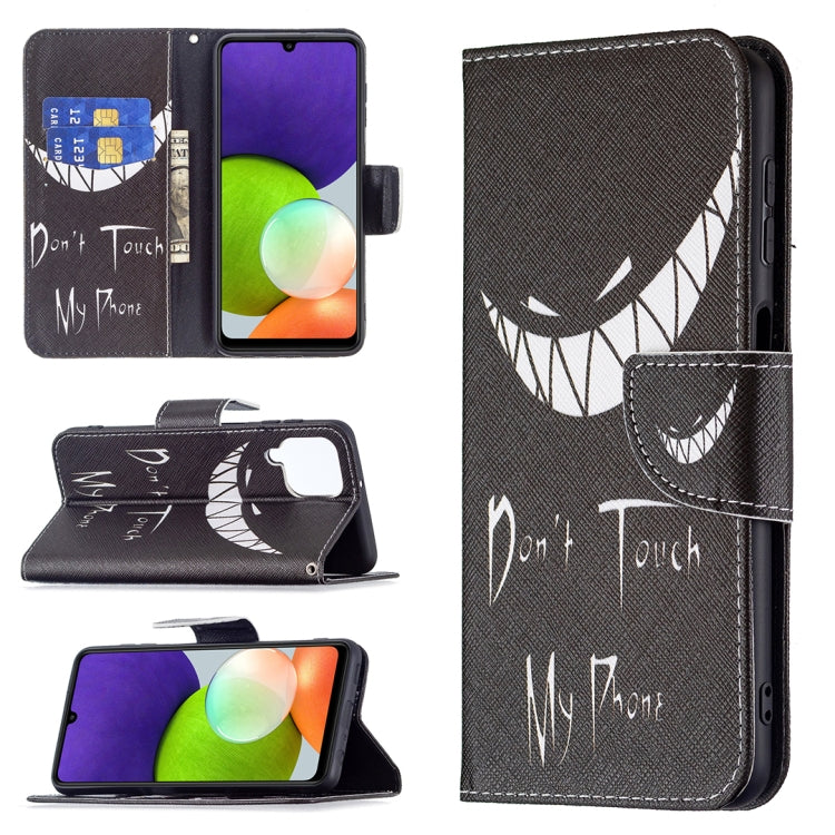 For Samsung Galaxy A22 4G Colored Drawing Pattern Horizontal Flip Leather Phone Case with Holder & Card Slots & Wallet