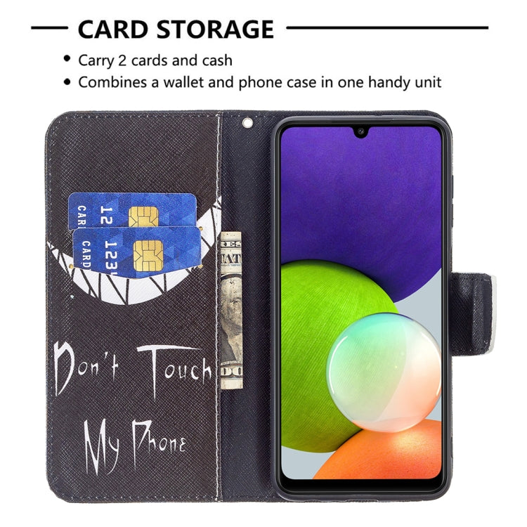 For Samsung Galaxy A22 4G Colored Drawing Pattern Horizontal Flip Leather Phone Case with Holder & Card Slots & Wallet
