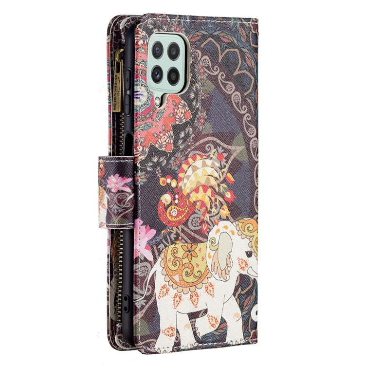 For Samsung Galaxy A22 4G Colored Drawing Pattern Zipper Horizontal Flip Leather Phone Case with Holder & Card Slots & Wallet