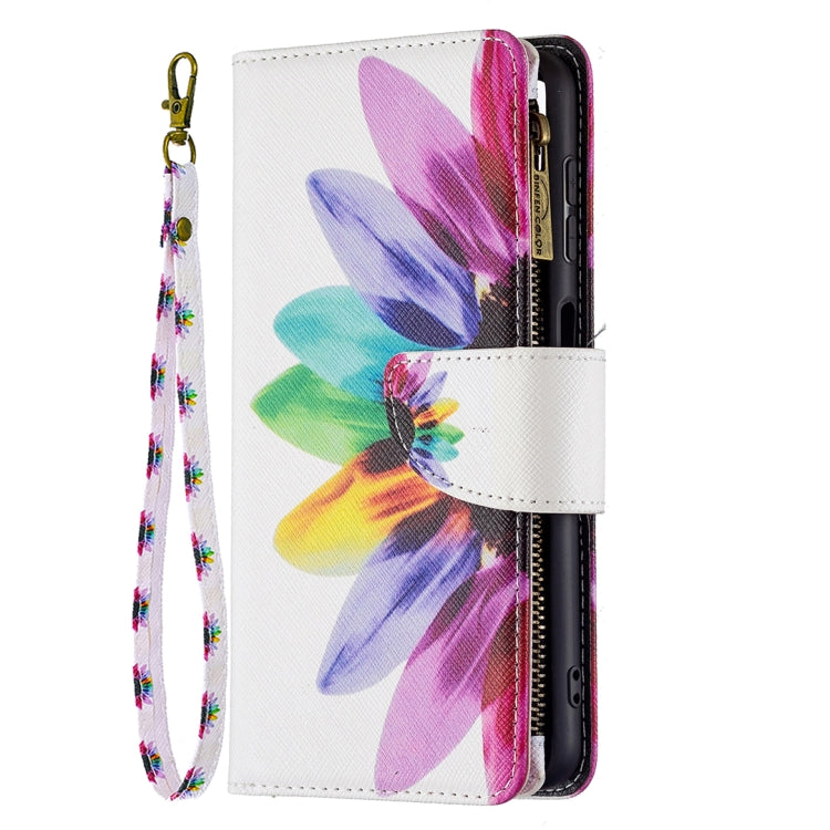 For Samsung Galaxy A22 4G Colored Drawing Pattern Zipper Horizontal Flip Leather Phone Case with Holder & Card Slots & Wallet