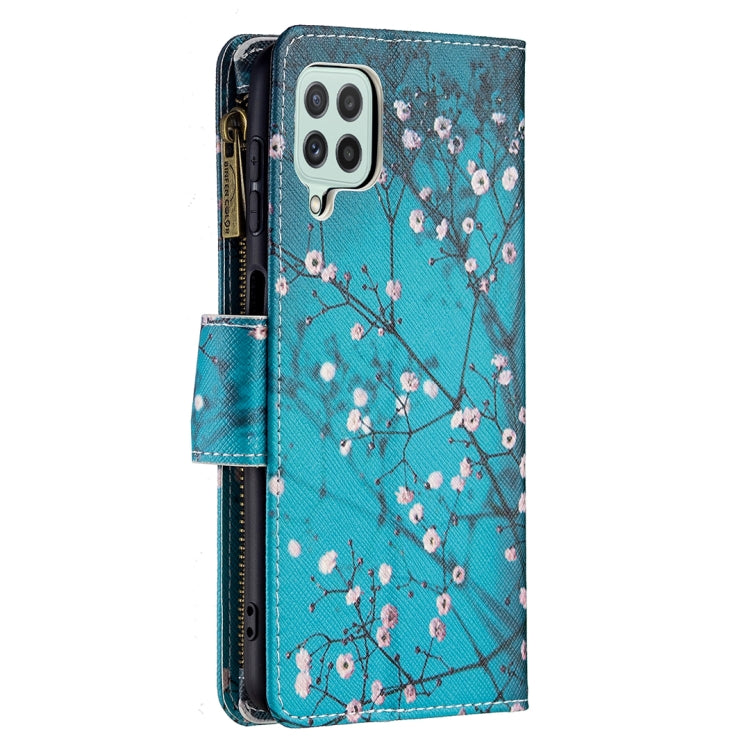 For Samsung Galaxy A22 4G Colored Drawing Pattern Zipper Horizontal Flip Leather Phone Case with Holder & Card Slots & Wallet