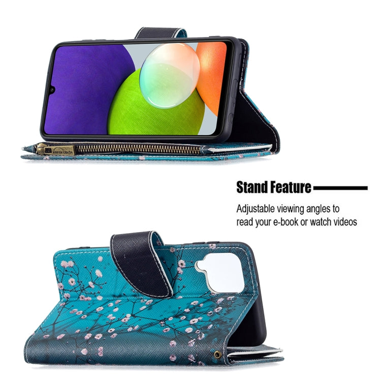 For Samsung Galaxy A22 4G Colored Drawing Pattern Zipper Horizontal Flip Leather Phone Case with Holder & Card Slots & Wallet