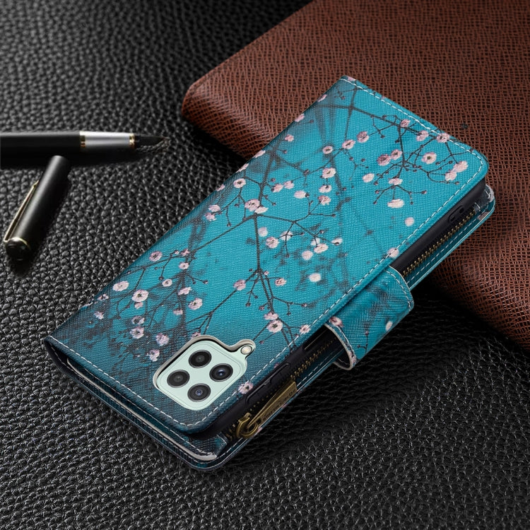 For Samsung Galaxy A22 4G Colored Drawing Pattern Zipper Horizontal Flip Leather Phone Case with Holder & Card Slots & Wallet