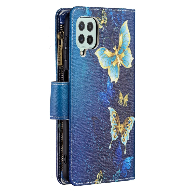 For Samsung Galaxy A22 4G Colored Drawing Pattern Zipper Horizontal Flip Leather Phone Case with Holder & Card Slots & Wallet