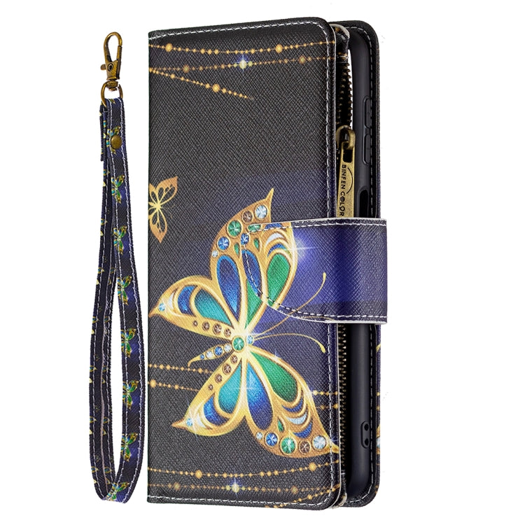 For Samsung Galaxy A22 4G Colored Drawing Pattern Zipper Horizontal Flip Leather Phone Case with Holder & Card Slots & Wallet