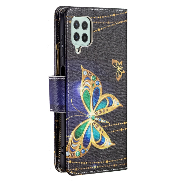 For Samsung Galaxy A22 4G Colored Drawing Pattern Zipper Horizontal Flip Leather Phone Case with Holder & Card Slots & Wallet