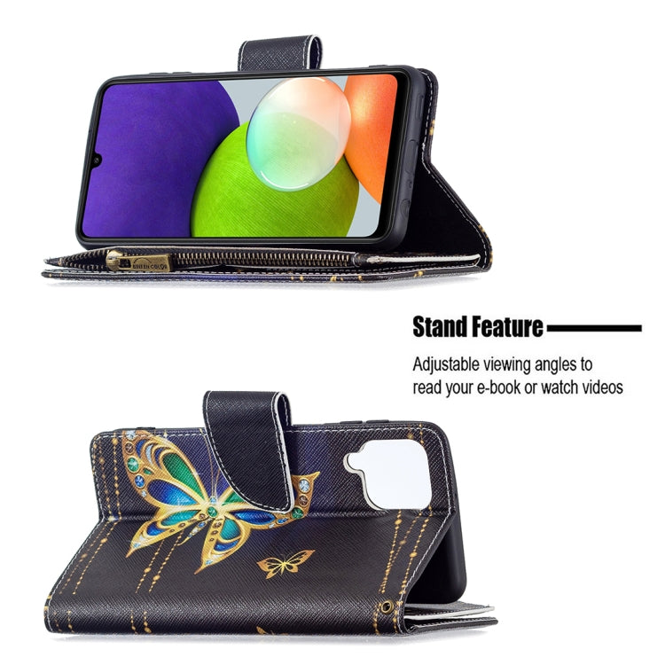 For Samsung Galaxy A22 4G Colored Drawing Pattern Zipper Horizontal Flip Leather Phone Case with Holder & Card Slots & Wallet