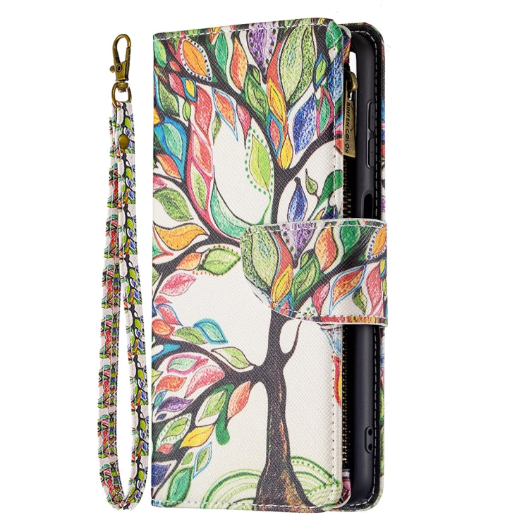 For Samsung Galaxy A22 4G Colored Drawing Pattern Zipper Horizontal Flip Leather Phone Case with Holder & Card Slots & Wallet