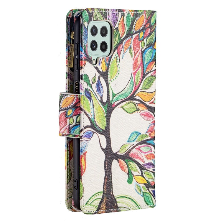 For Samsung Galaxy A22 4G Colored Drawing Pattern Zipper Horizontal Flip Leather Phone Case with Holder & Card Slots & Wallet