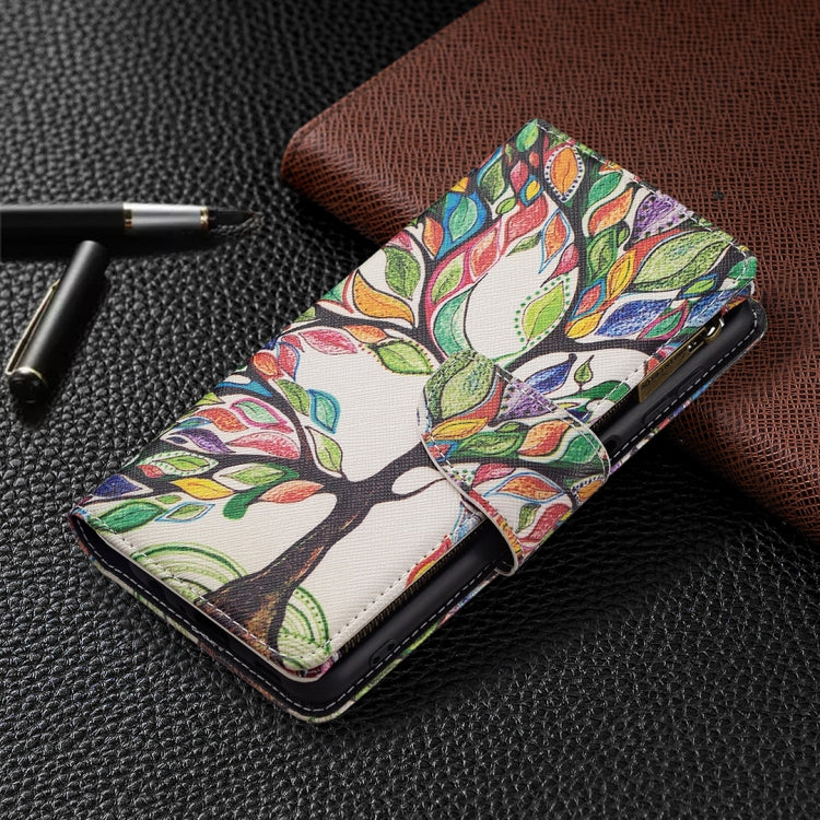 For Samsung Galaxy A22 4G Colored Drawing Pattern Zipper Horizontal Flip Leather Phone Case with Holder & Card Slots & Wallet