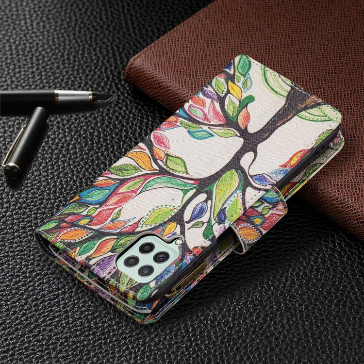 For Samsung Galaxy A22 4G Colored Drawing Pattern Zipper Horizontal Flip Leather Phone Case with Holder & Card Slots & Wallet