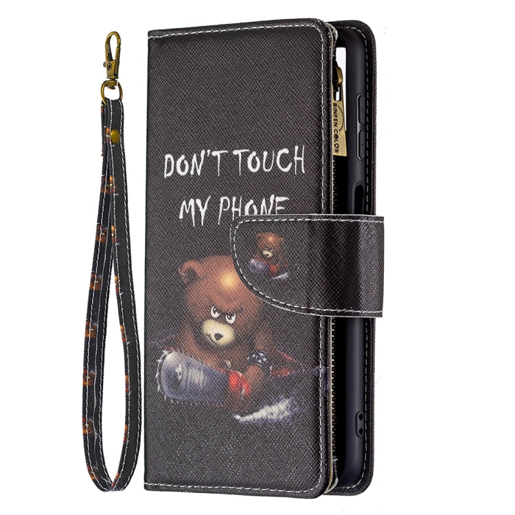 For Samsung Galaxy A22 4G Colored Drawing Pattern Zipper Horizontal Flip Leather Phone Case with Holder & Card Slots & Wallet