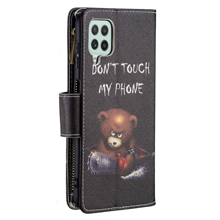 For Samsung Galaxy A22 4G Colored Drawing Pattern Zipper Horizontal Flip Leather Phone Case with Holder & Card Slots & Wallet