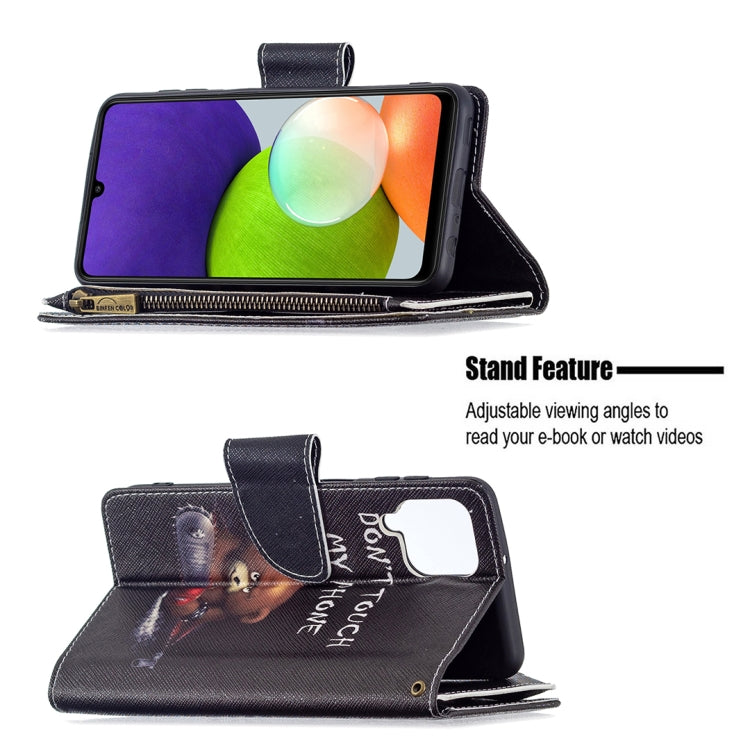 For Samsung Galaxy A22 4G Colored Drawing Pattern Zipper Horizontal Flip Leather Phone Case with Holder & Card Slots & Wallet