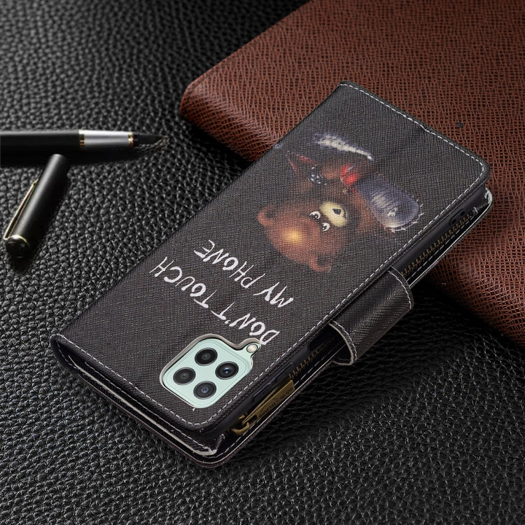 For Samsung Galaxy A22 4G Colored Drawing Pattern Zipper Horizontal Flip Leather Phone Case with Holder & Card Slots & Wallet