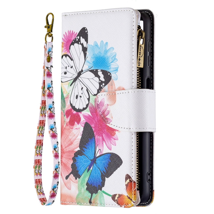 For Samsung Galaxy A22 4G Colored Drawing Pattern Zipper Horizontal Flip Leather Phone Case with Holder & Card Slots & Wallet