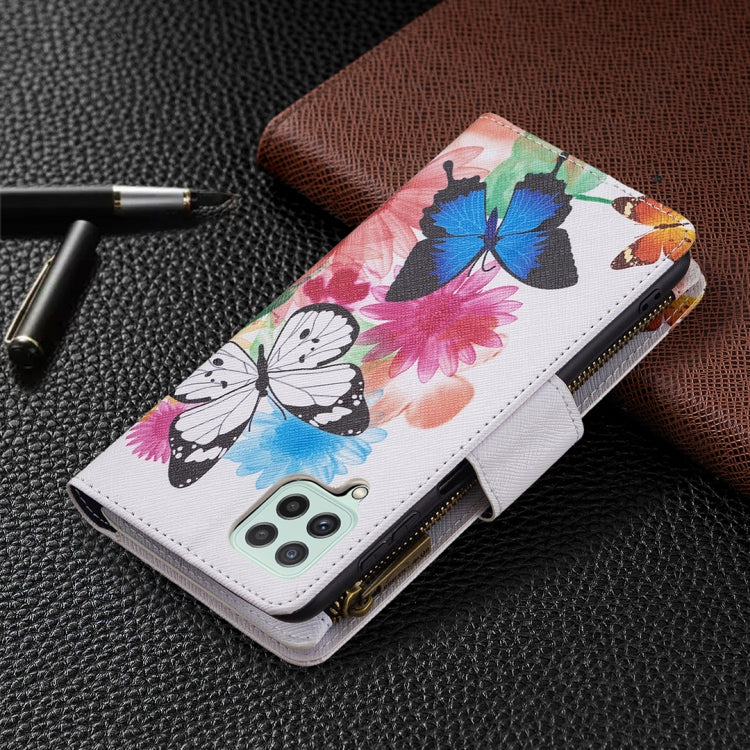 For Samsung Galaxy A22 4G Colored Drawing Pattern Zipper Horizontal Flip Leather Phone Case with Holder & Card Slots & Wallet