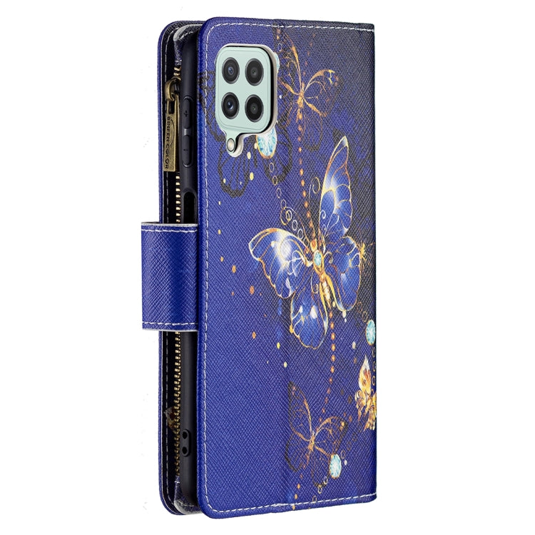 For Samsung Galaxy A22 4G Colored Drawing Pattern Zipper Horizontal Flip Leather Phone Case with Holder & Card Slots & Wallet