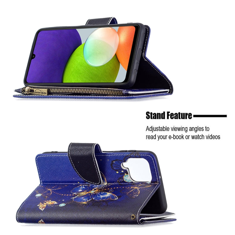 For Samsung Galaxy A22 4G Colored Drawing Pattern Zipper Horizontal Flip Leather Phone Case with Holder & Card Slots & Wallet