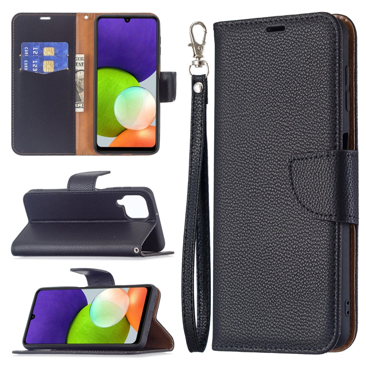 For Samsung Galaxy A22 4G Litchi Texture Pure Color Horizontal Flip Leather Phone Case with Holder & Card Slots & Wallet & Lanyard