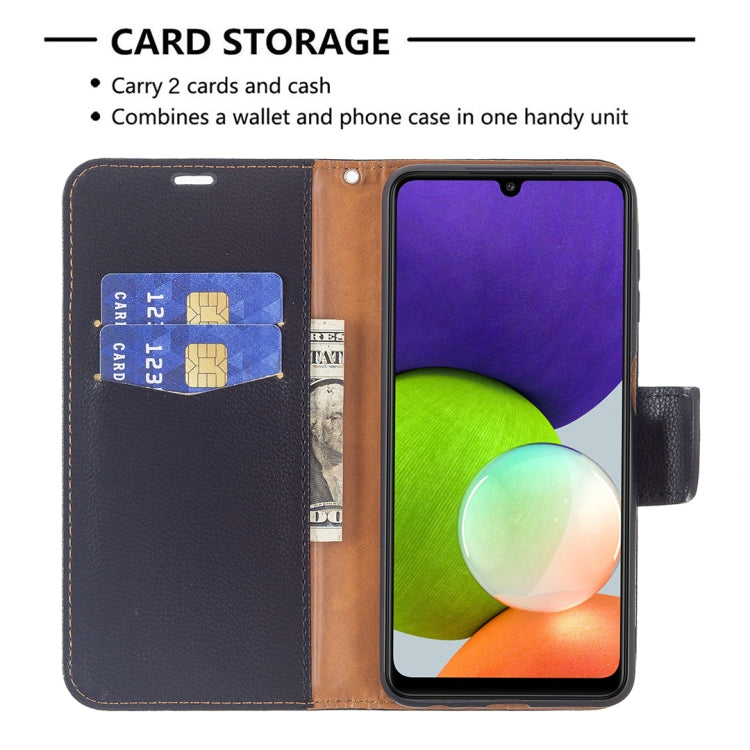 For Samsung Galaxy A22 4G Litchi Texture Pure Color Horizontal Flip Leather Phone Case with Holder & Card Slots & Wallet & Lanyard