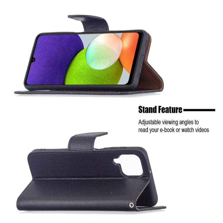 For Samsung Galaxy A22 4G Litchi Texture Pure Color Horizontal Flip Leather Phone Case with Holder & Card Slots & Wallet & Lanyard