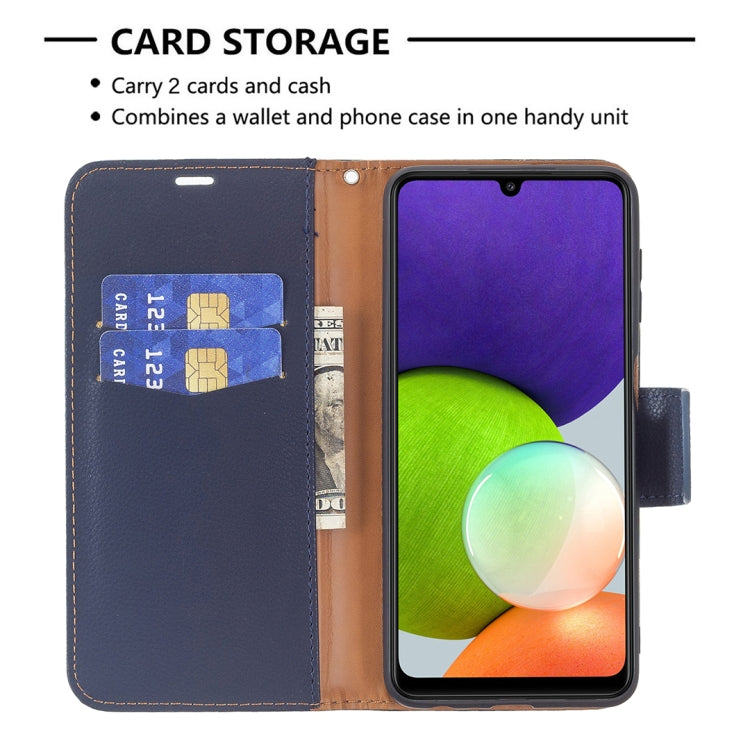 For Samsung Galaxy A22 4G Litchi Texture Pure Color Horizontal Flip Leather Phone Case with Holder & Card Slots & Wallet & Lanyard