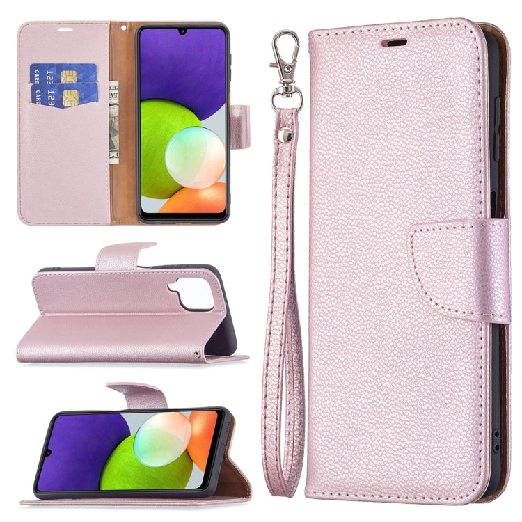 For Samsung Galaxy A22 4G Litchi Texture Pure Color Horizontal Flip Leather Phone Case with Holder & Card Slots & Wallet & Lanyard