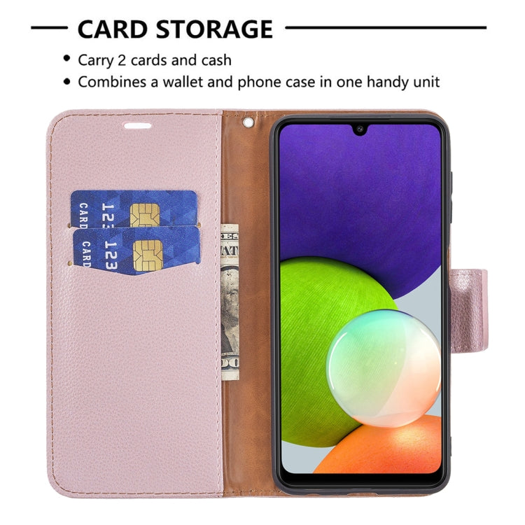 For Samsung Galaxy A22 4G Litchi Texture Pure Color Horizontal Flip Leather Phone Case with Holder & Card Slots & Wallet & Lanyard