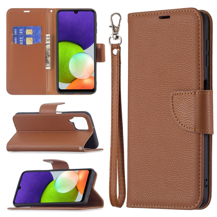For Samsung Galaxy A22 4G Litchi Texture Pure Color Horizontal Flip Leather Phone Case with Holder & Card Slots & Wallet & Lanyard