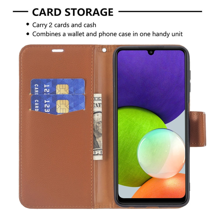 For Samsung Galaxy A22 4G Litchi Texture Pure Color Horizontal Flip Leather Phone Case with Holder & Card Slots & Wallet & Lanyard