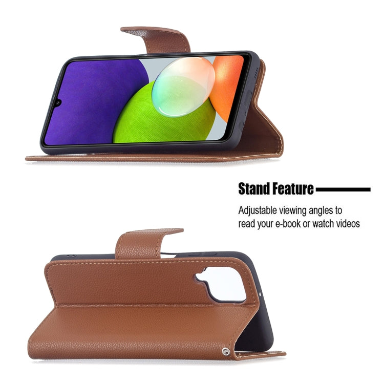 For Samsung Galaxy A22 4G Litchi Texture Pure Color Horizontal Flip Leather Phone Case with Holder & Card Slots & Wallet & Lanyard