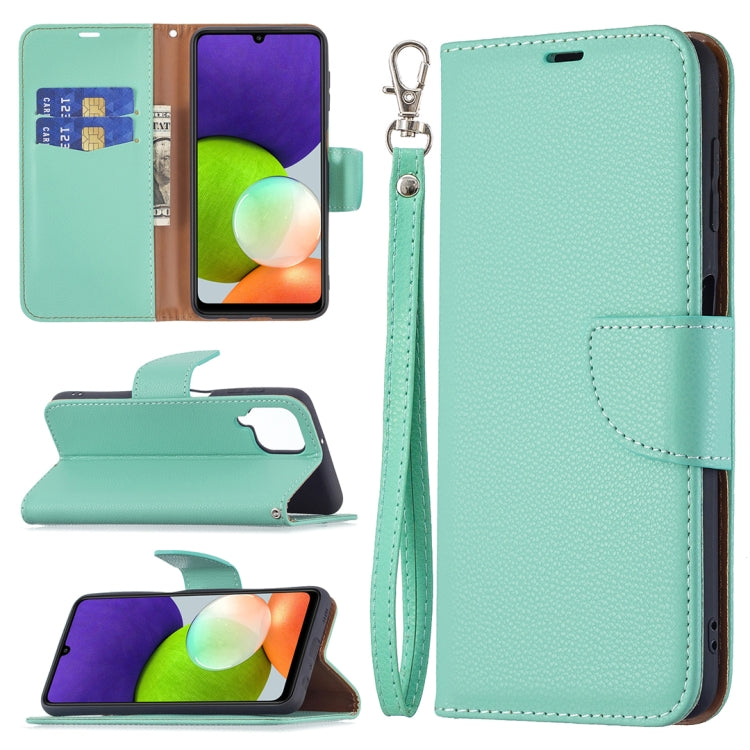 For Samsung Galaxy A22 4G Litchi Texture Pure Color Horizontal Flip Leather Phone Case with Holder & Card Slots & Wallet & Lanyard