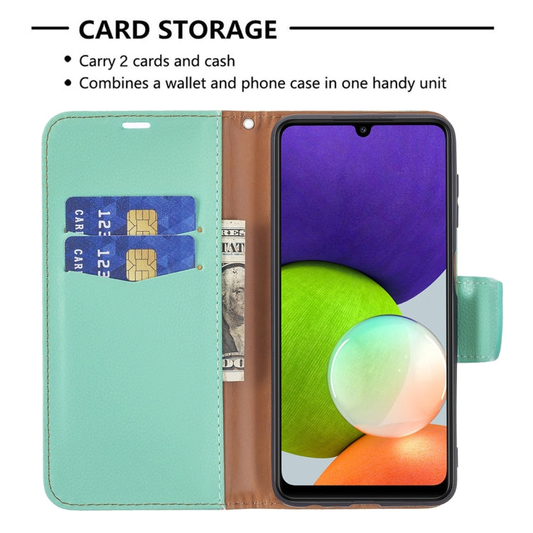 For Samsung Galaxy A22 4G Litchi Texture Pure Color Horizontal Flip Leather Phone Case with Holder & Card Slots & Wallet & Lanyard