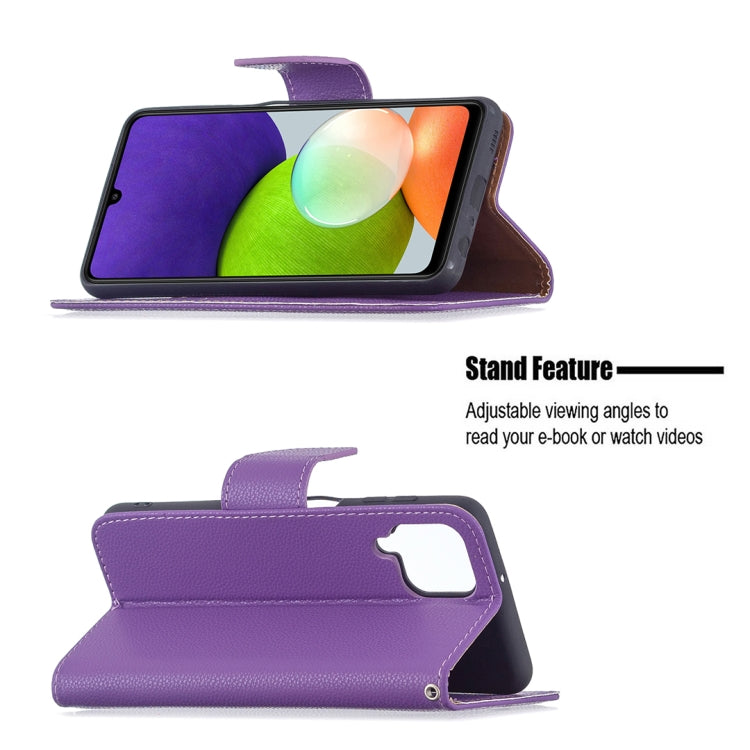 For Samsung Galaxy A22 4G Litchi Texture Pure Color Horizontal Flip Leather Phone Case with Holder & Card Slots & Wallet & Lanyard