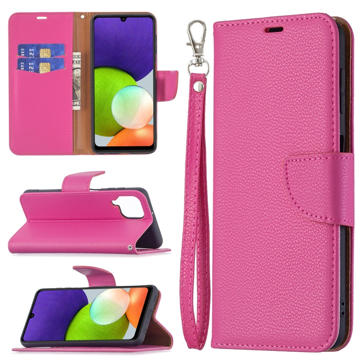 For Samsung Galaxy A22 4G Litchi Texture Pure Color Horizontal Flip Leather Phone Case with Holder & Card Slots & Wallet & Lanyard