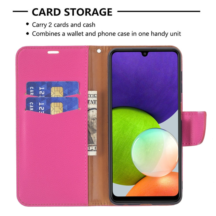 For Samsung Galaxy A22 4G Litchi Texture Pure Color Horizontal Flip Leather Phone Case with Holder & Card Slots & Wallet & Lanyard