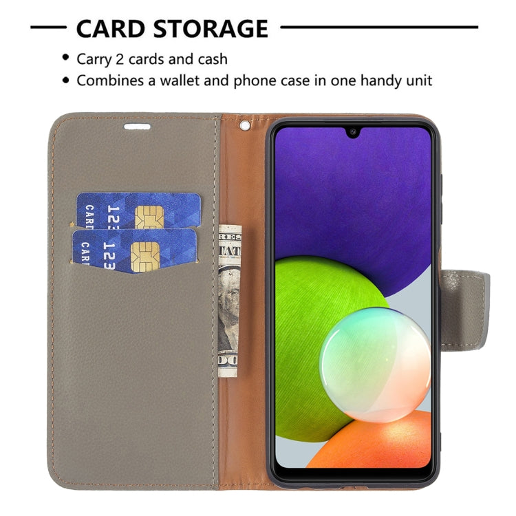 For Samsung Galaxy A22 4G Litchi Texture Pure Color Horizontal Flip Leather Phone Case with Holder & Card Slots & Wallet & Lanyard