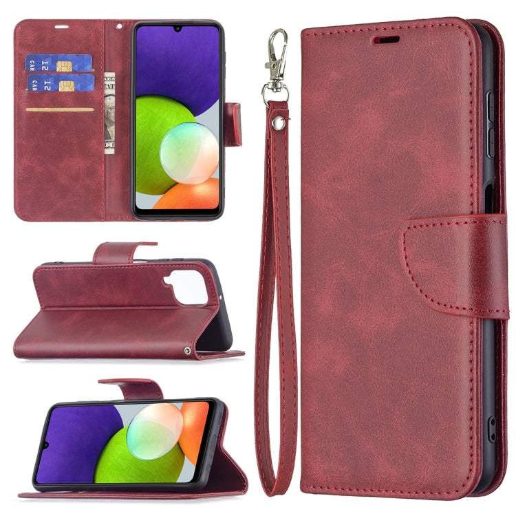 For Samsung Galaxy A22 4G Retro Lambskin Texture Pure Color Horizontal Flip Leather Phone Case with Holder & Card Slots & Wallet & Lanyard